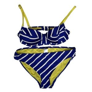 Juicy Couture push-up‎ striped purple/blue chartreuse color bikini set SM/M